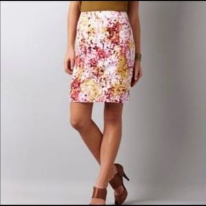 Floral Pencil Skirt in Pink and Yellow